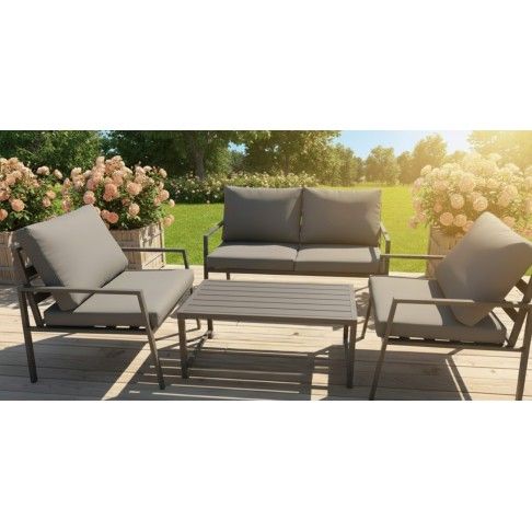 Conjunto sofa Elegance alum�nio cinzento 4 lugares