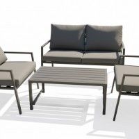 Conjunto sofa Elegance alum�nio cinzento 4 lugares