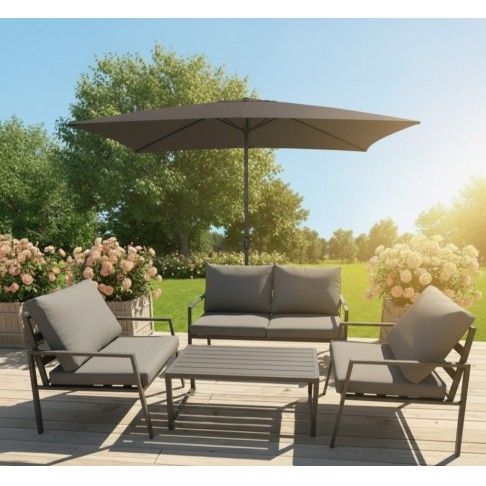 Conjunto sofa Elegance alum�nio cinzento 4 lugares