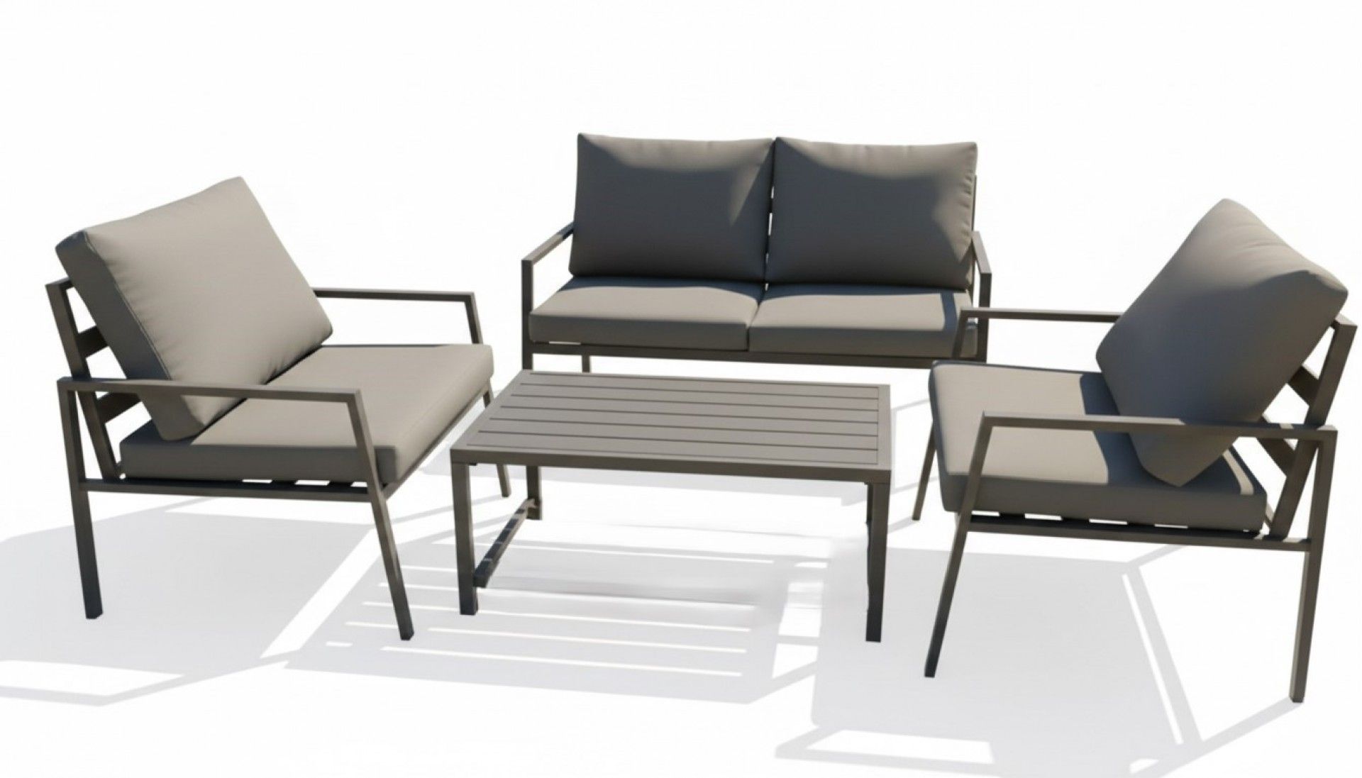 Conjunto sofa Elegance alumínio cinzento 4 lugares
