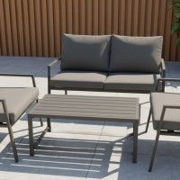 Conjunto sofa Elegance alum�nio cinzento 4 lugares