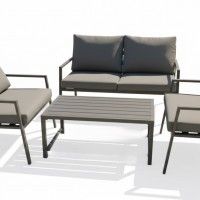 Conjunto sofa Elegance alum�nio cinzento 4 lugares