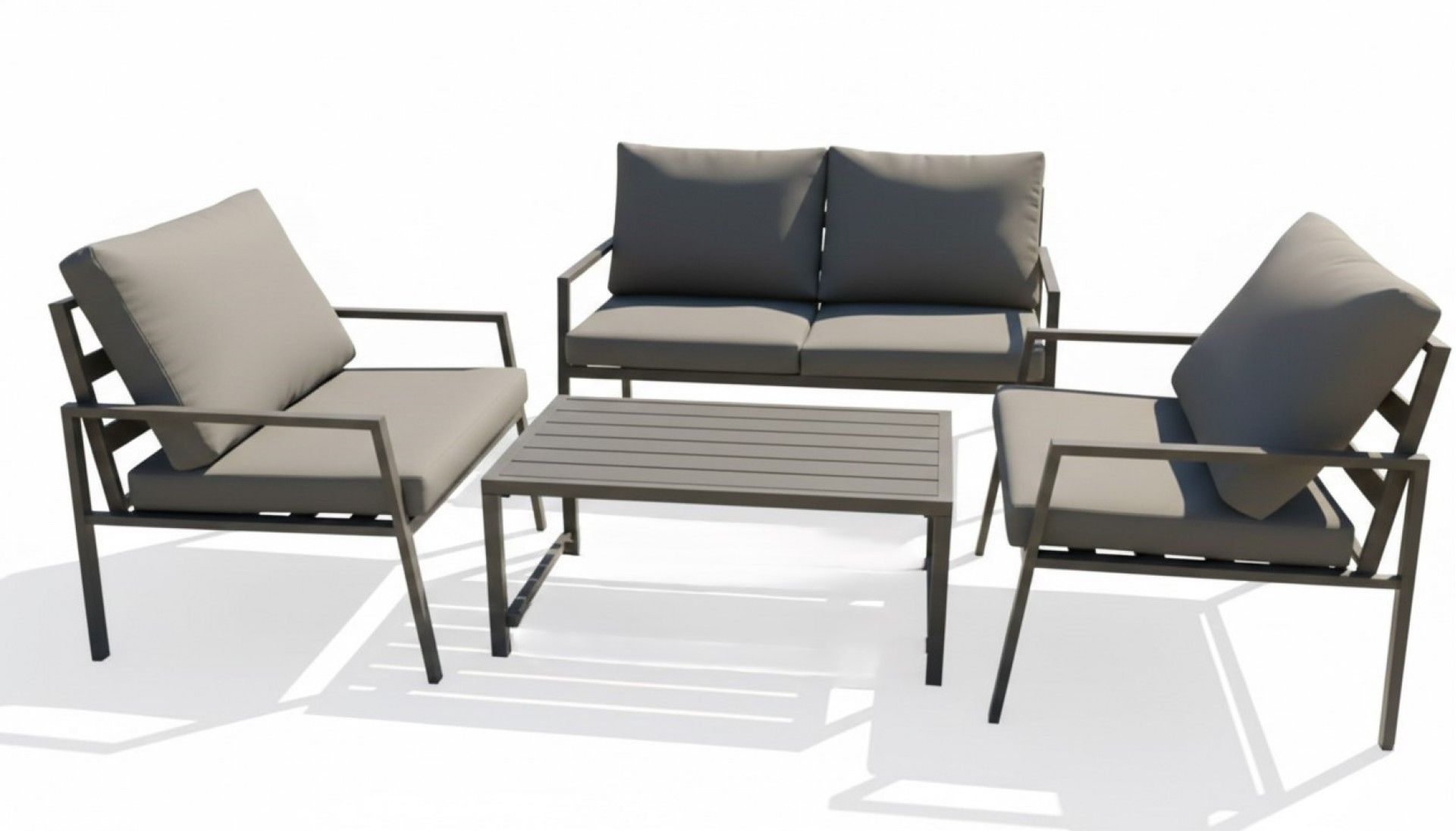 Conjunto sofa Elegance alumínio cinzento 4 lugares