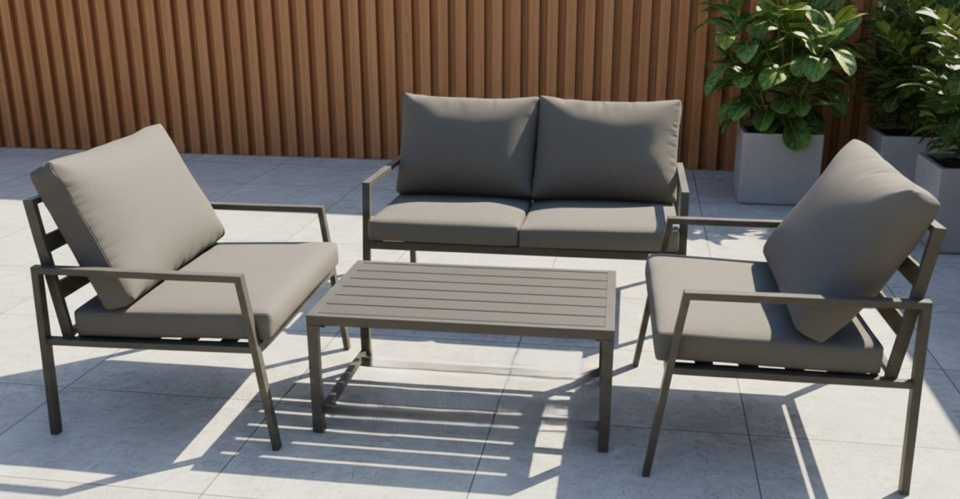 Conjunto sofa Elegance alumínio cinzento 4 lugares