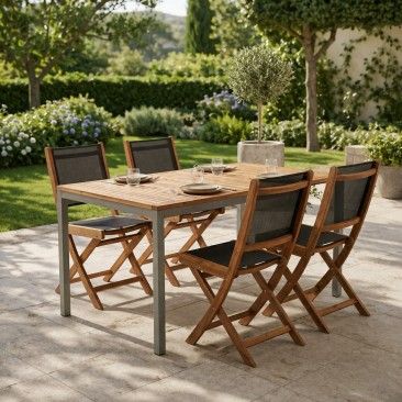 Mesa Ac�cia/Metal 140x80x72cm