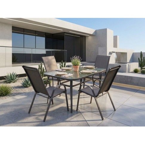 Pack Metal/ Vidro Mesa + 4 cadeiras metal/ textilene Pack Metal/ Vidro Mesa + 4 cadeiras metal/ textilene