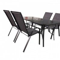 Pack Metal/ Vidro Mesa + 4 cadeiras metal/ textilene Pack Metal/ Vidro Mesa + 4 cadeiras metal/ textilene