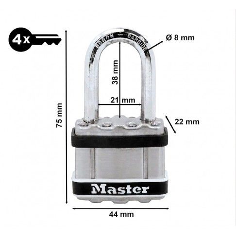 Cadeado Marítimo Inox 44mm Ø8mm 4 Chaves Cadeado Marítimo Inox 44mm Ø8mm 4 Chaves