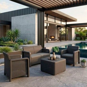 Conjunto Nassau Storage Grafito 4 Lugares