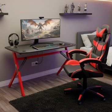 Secret�ria Gaming Preta e Vermelha