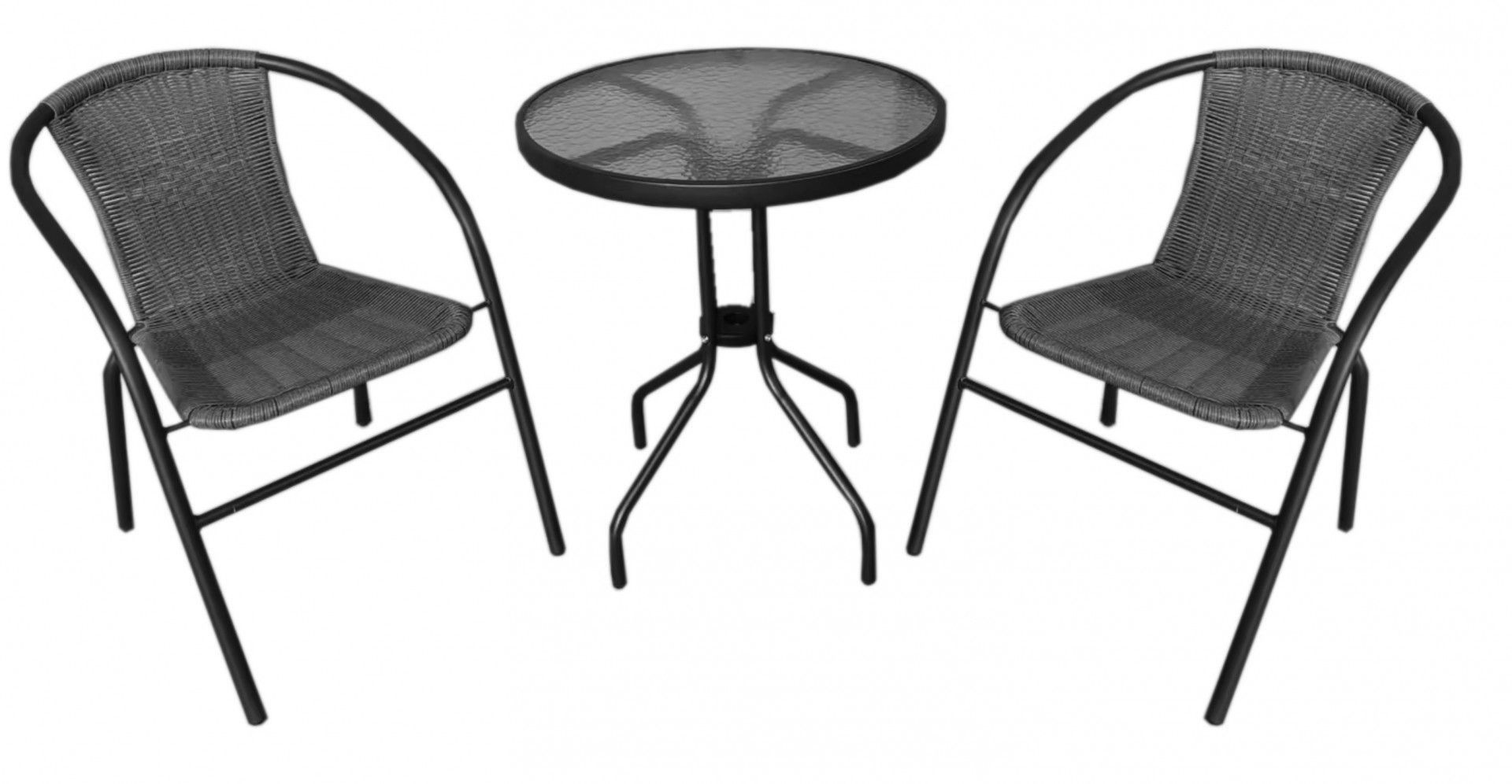 Conjunto Mesa e 2 Cadeiras Metal / Rattan