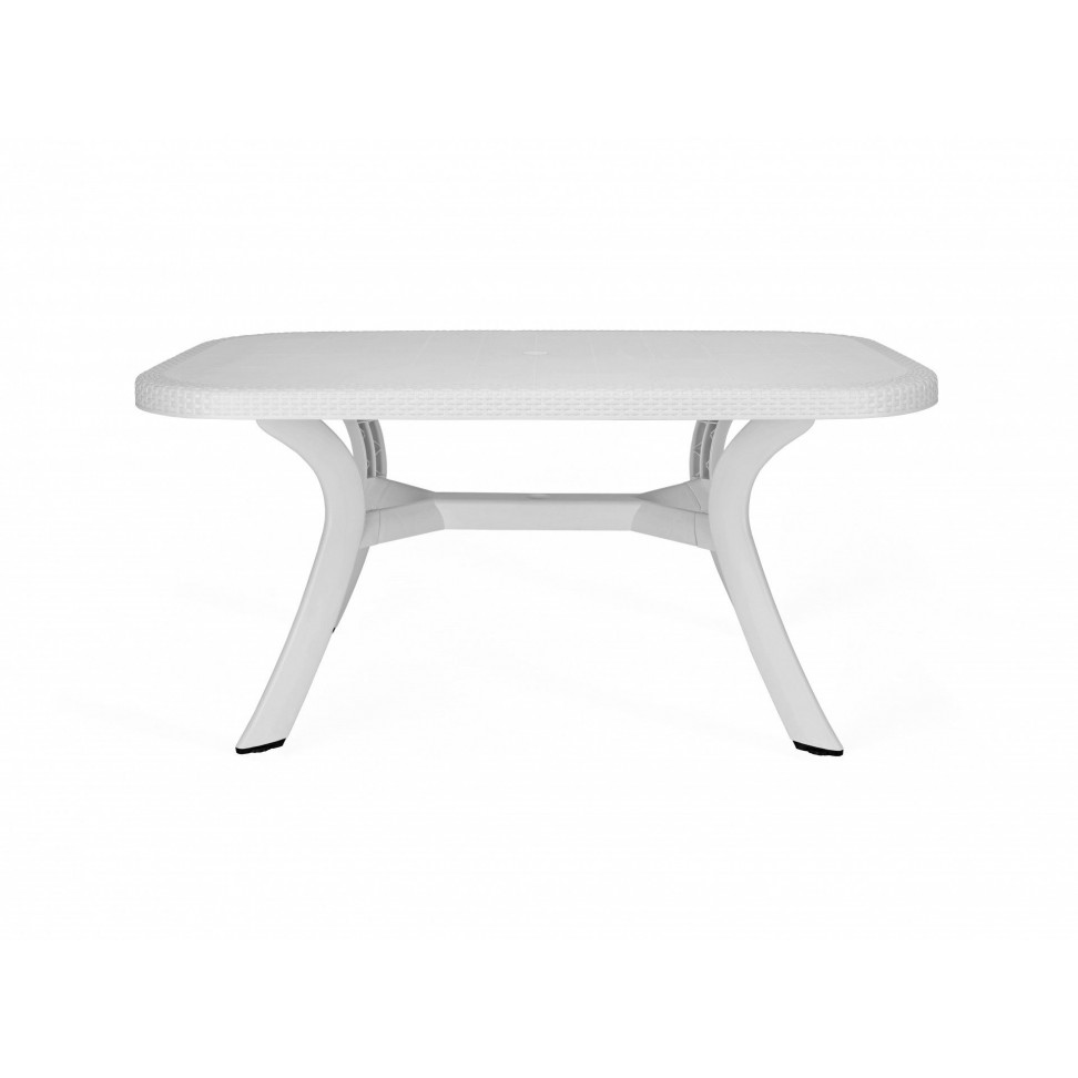 Mesa Caribe Rattan + 4 cadeiras Caribe branco