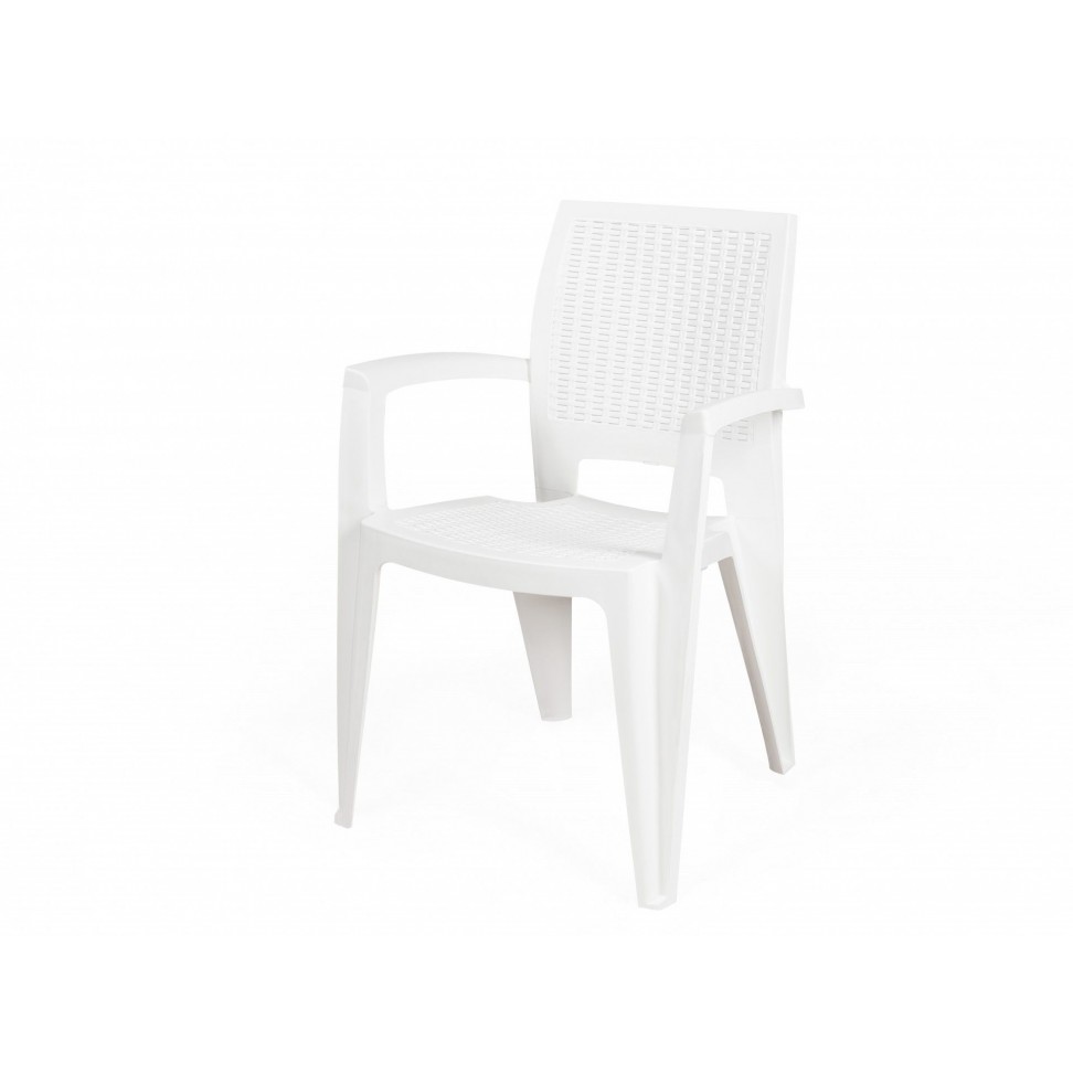 Mesa Caribe Rattan + 4 cadeiras Caribe branco