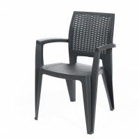 Mesa Caribe Rattan + 4 cadeiras Caribe antracite