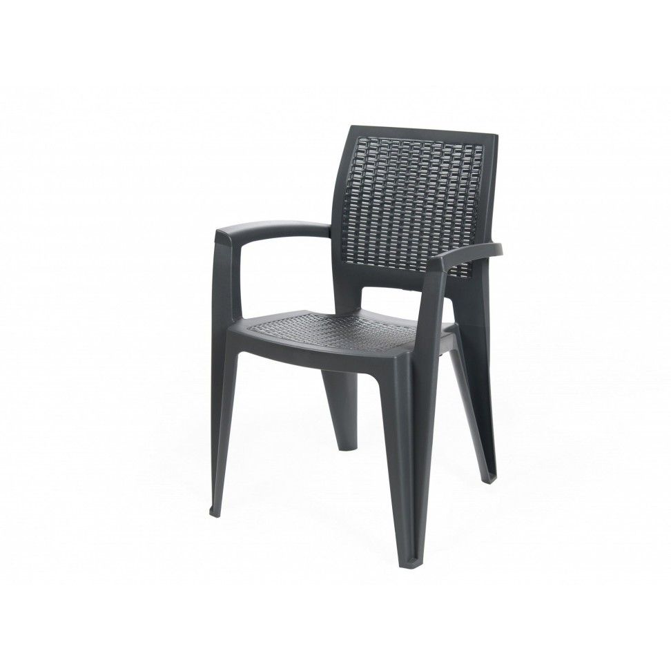 Mesa Caribe Rattan + 4 cadeiras Caribe antracite