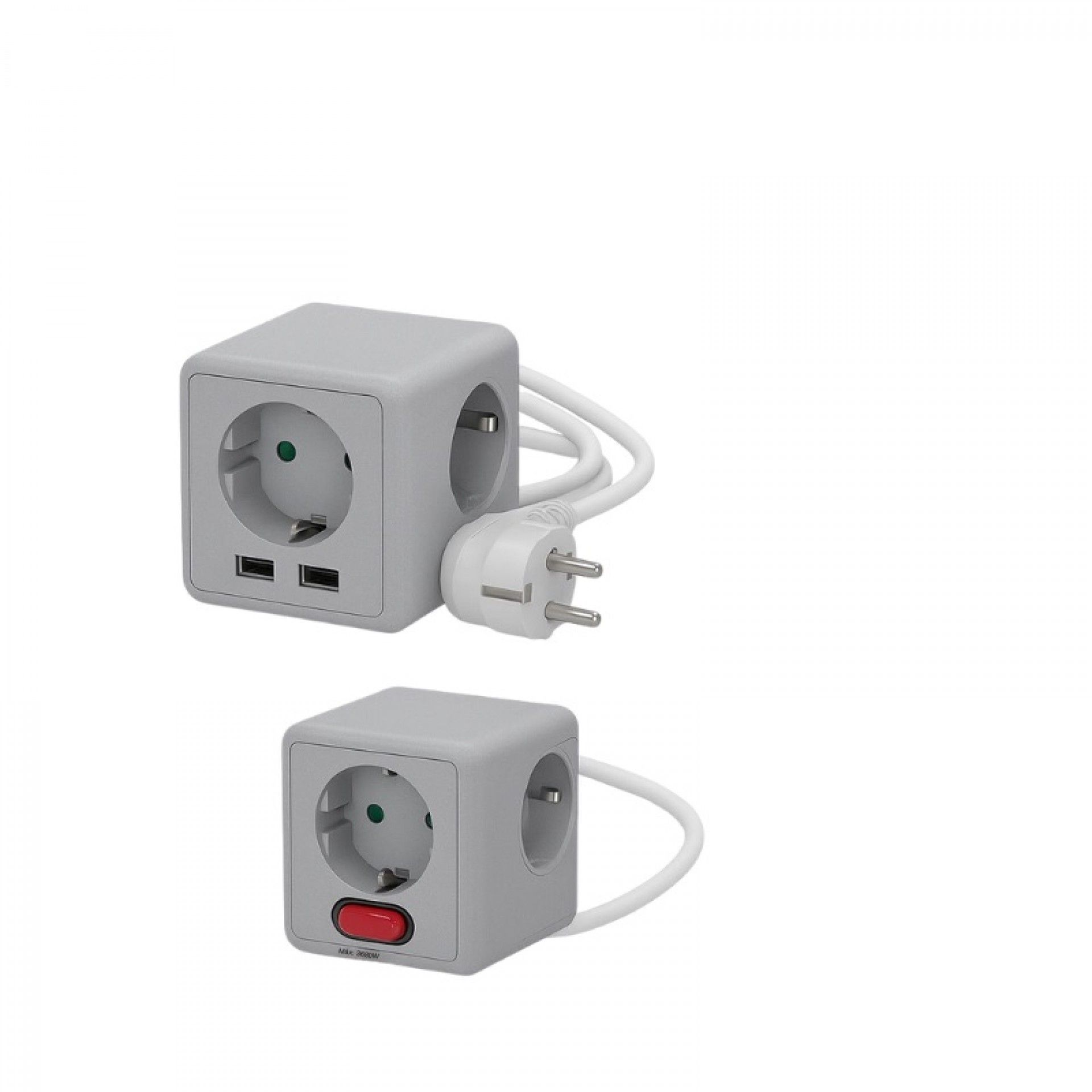 Mini Cube 4 Tomadas + 2 USB 1.4m