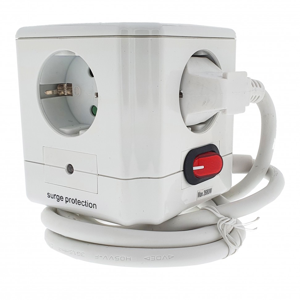 Mini Cube 4 Tomadas + 2 USB 1.4m