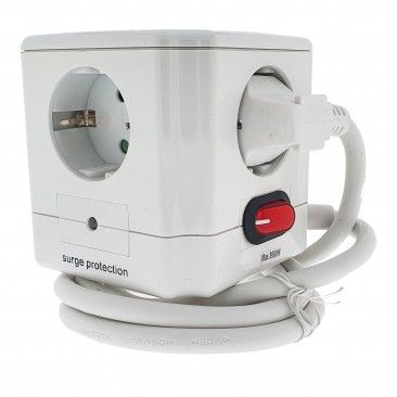 Mini Cube 4 Tomadas + 2 USB 1.4m