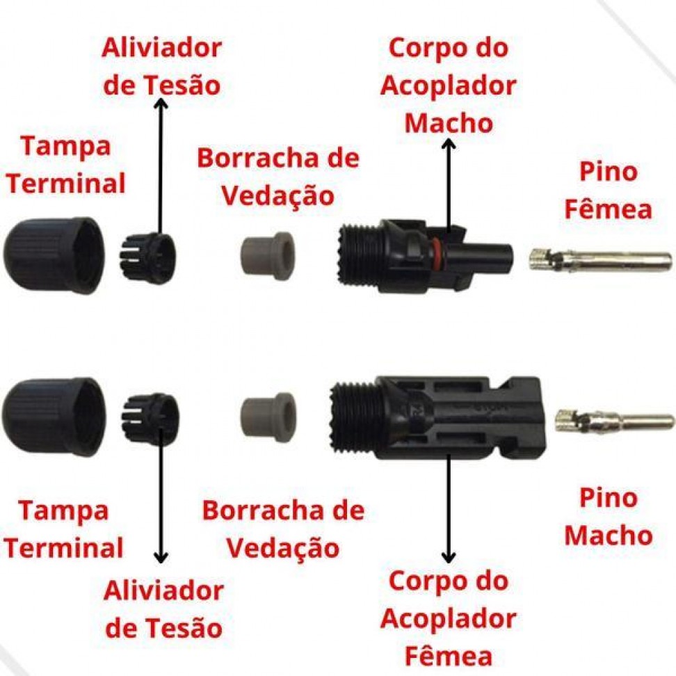 Conector MC4 para Cabo Solar 1 Par Conector MC4 para Cabo Solar 1 Par
