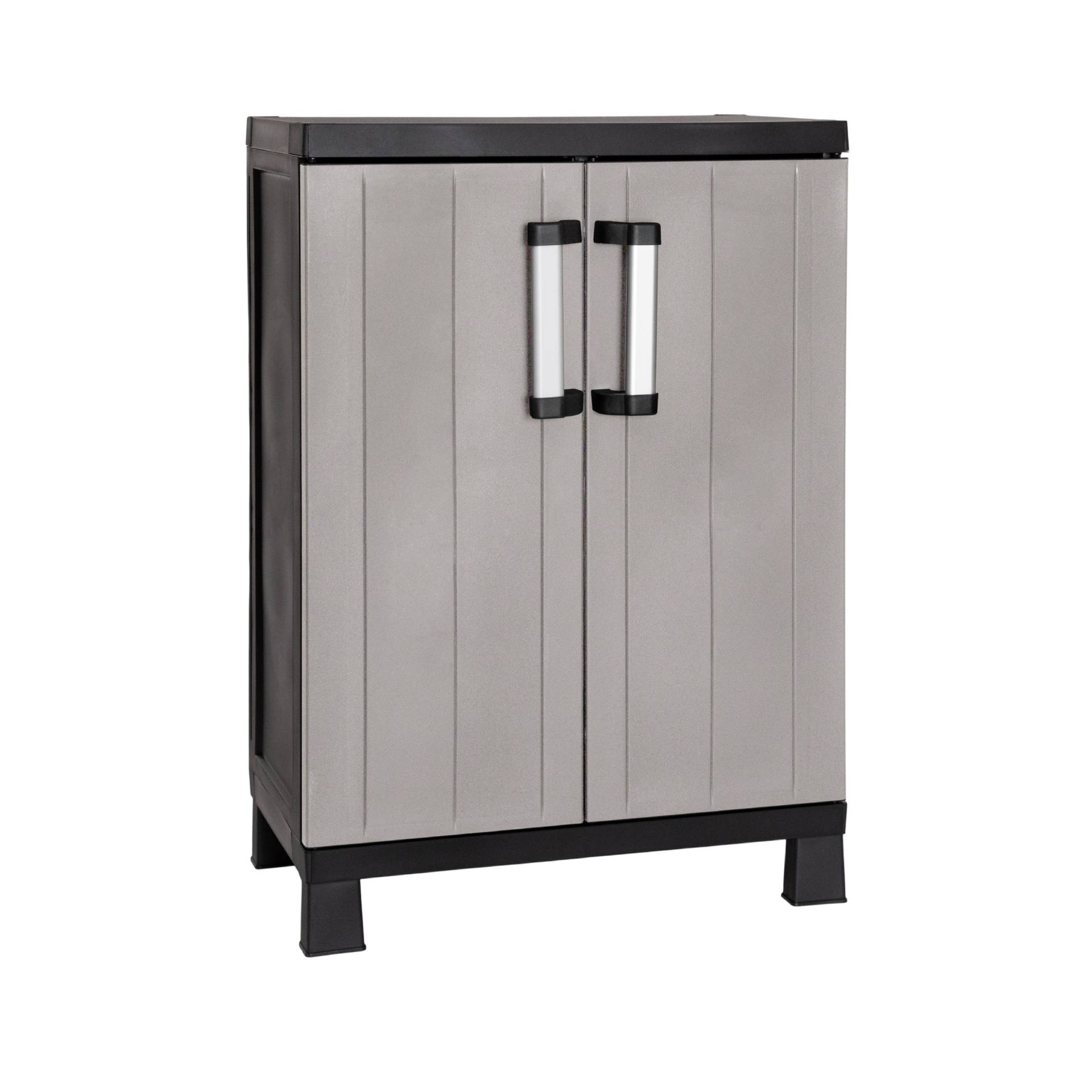 Armário Multiusos Baixo Garage PVC Cinzento e Preto
