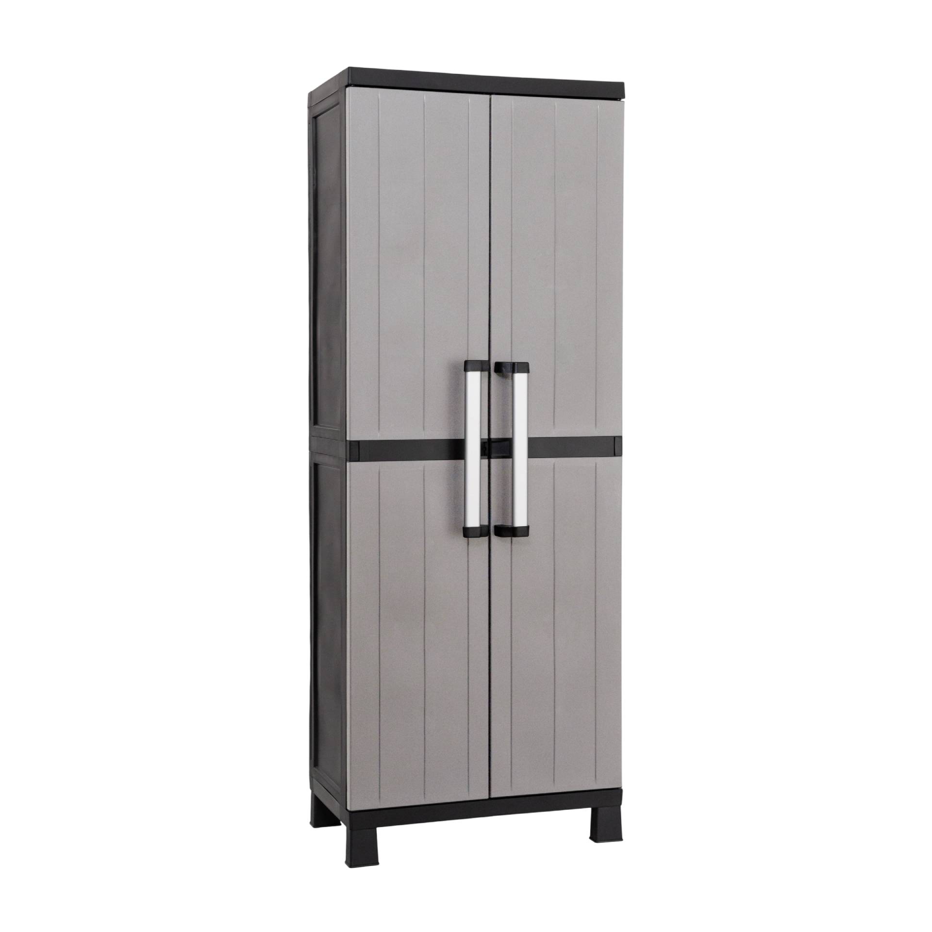 Armário Multiusos Vassoureiro Garage PVC Cinzento e Preto