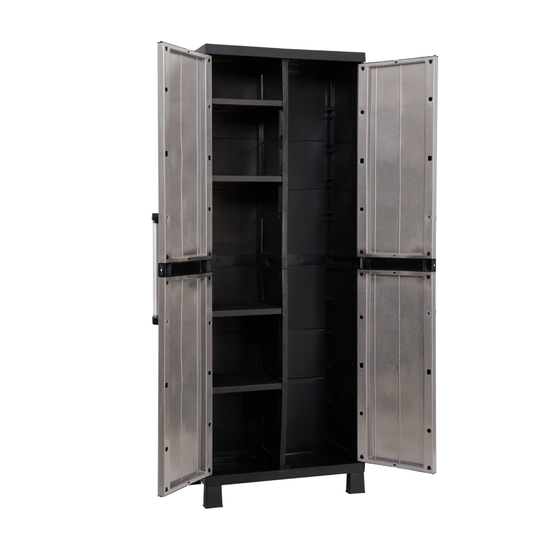 Armário Multiusos Vassoureiro Garage PVC Cinzento e Preto
