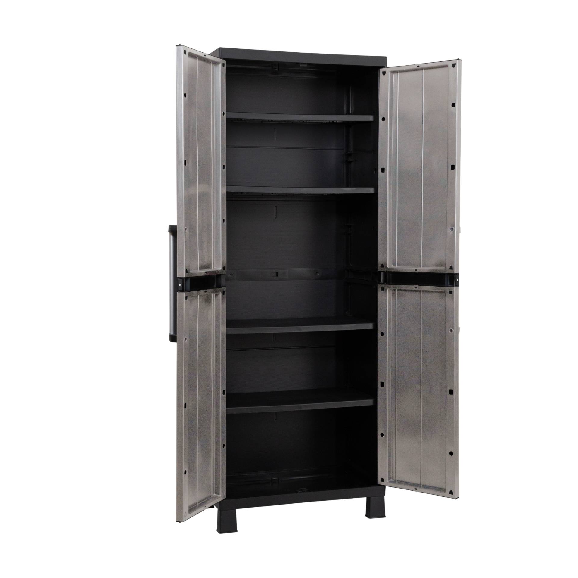 Armário Multiusos Alto Garage PVC Cinzento e Preto