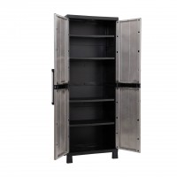 Armário Multiusos Alto Garage PVC Cinzento e Preto Armário Multiusos Alto Garage PVC Cinzento e Preto