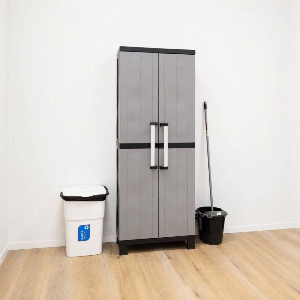 Arm�rio Multiusos Alto Garage PVC Cinzento e Preto