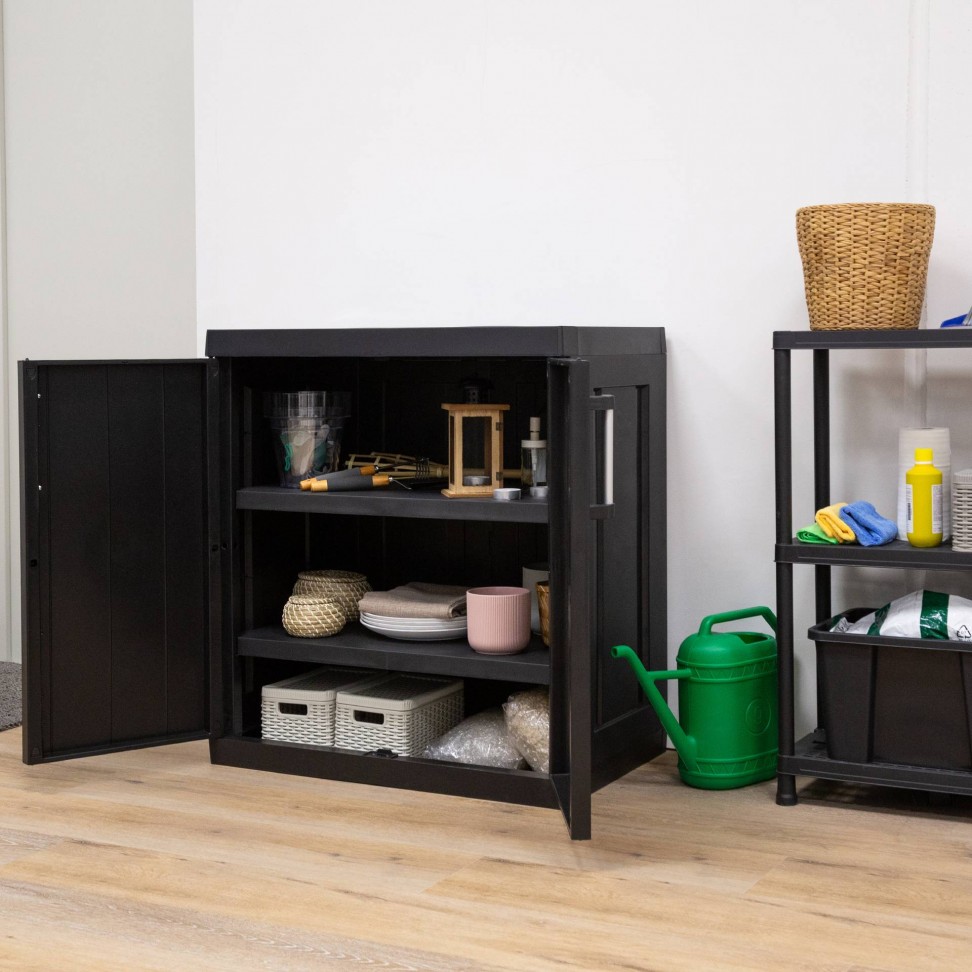 Armário Multiusos Baixo Mega PVC Preto Armário Multiusos Baixo Mega PVC Preto