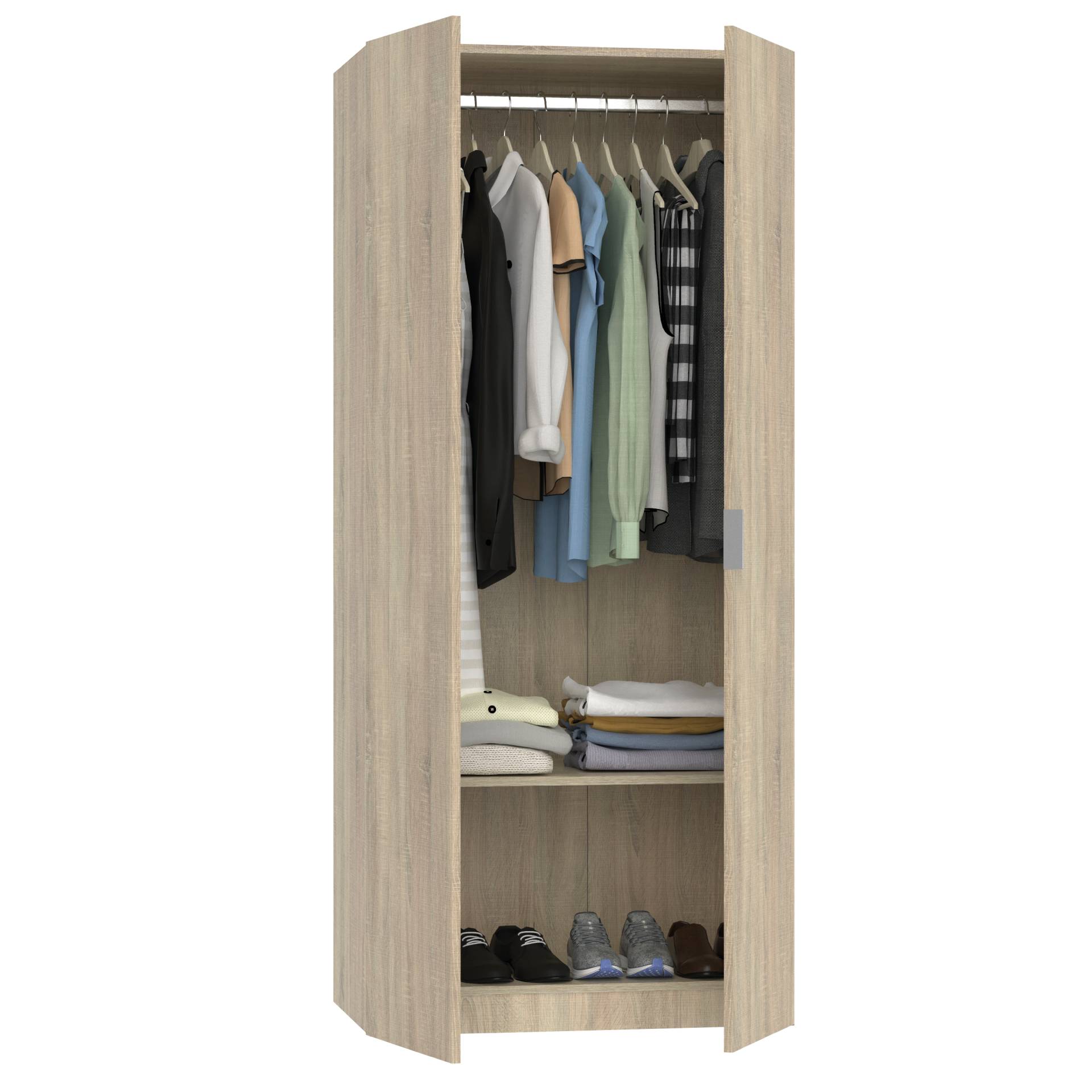 Roupeiro Viena 180x79x52cm Carvalho