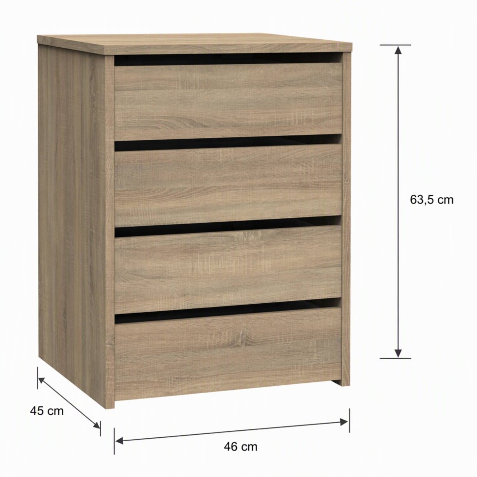 M�dulo 4 Gavetas 63,5x46x45cm Carvalho